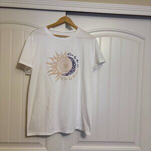 Live By The Sun Love By The Moon T shirt XXL Xtra Xtra Large White Damen Cotton